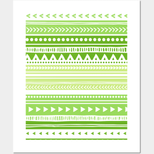 Lime green and white tribal pattern Posters and Art